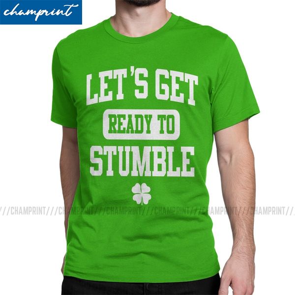 

men's funny st. patrick's day let's get ready to stumble t shirts irish green shamrock clothes casual short sleeve tee shirt