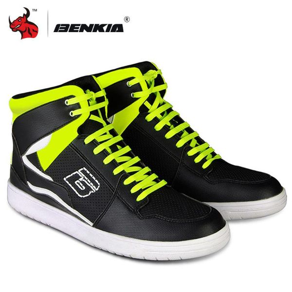

benkia motorcycle boots men casual shoes microfiber leather moto motocross riding boots summer breathable motorbike shoes