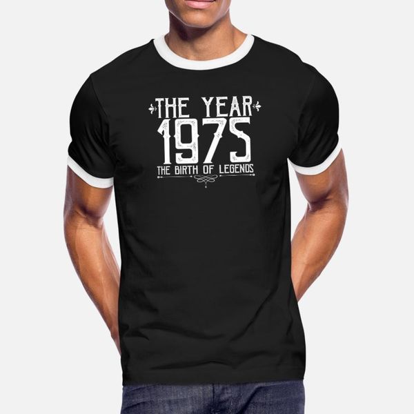 

45th birthday present anniversary 1975 years t shirt men personalized tee shirt round neck fit loose funny summer outfit shirt