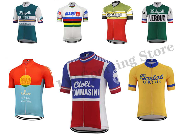 

multiple style selection man's classic retro cycling jersey short sleeve bike wear clothing dry anti-sweat-160049, Black;red