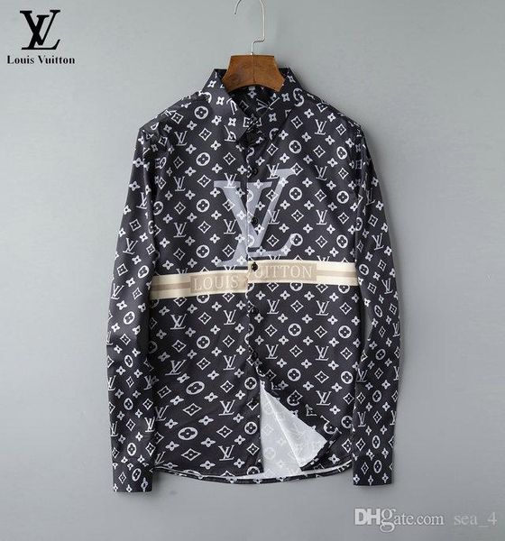 

men's casual shirt logistics new men's luxury long-sleeved shirt european and american brand fashion trend shirt clothing-08, White;black