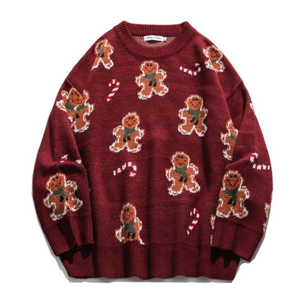 

hip hop loose pullover bear printed sweater streetwear male winter 2020 harajuku knitted sweaters men coat, White;black