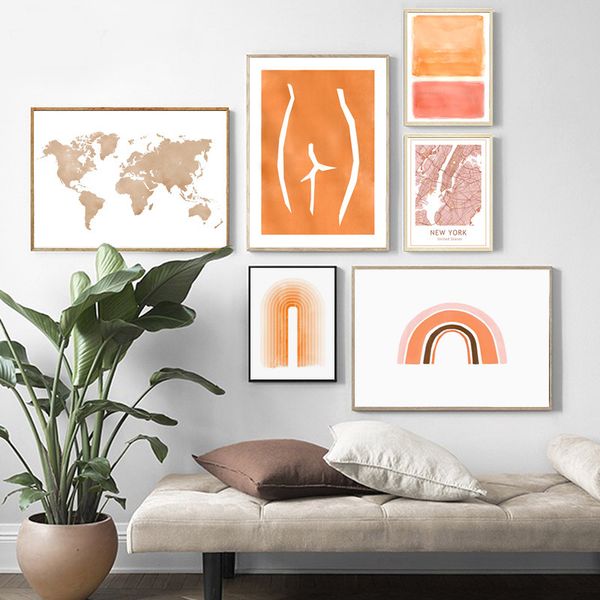 

abstract line woman new york map world map nordic posters and print wall art canvas painting wall pictures for living room decor