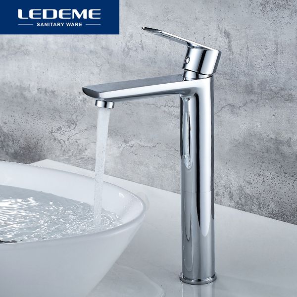 

ledeme chrome basin faucets deck mounted bathroom sink mixer cold water swive spout tap one hole bath faucet tpas l1055-22