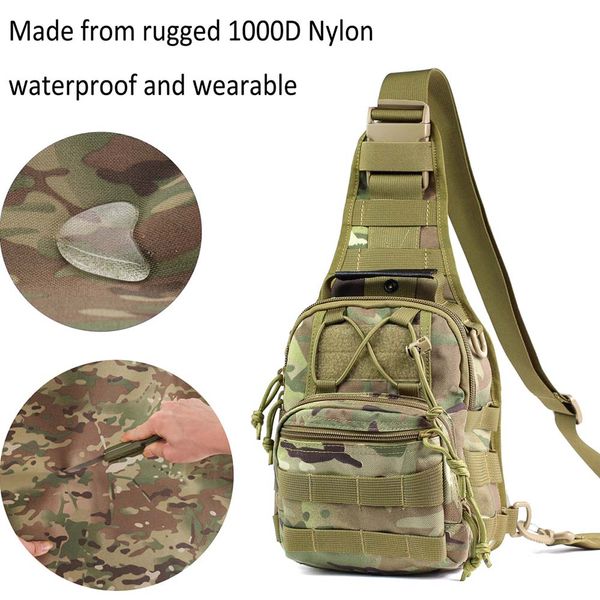 

usa tactical designer 11l backpack edc chest shoulder bag 1000d nylon waterproof with 2 pcs d-ring for riding