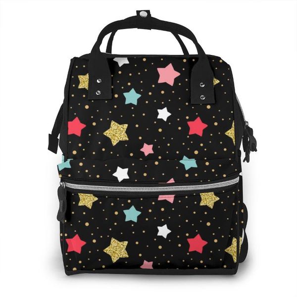 

fashion mummy maternity nappy bag colorful stars dots on black large capacity baby bag travel backpack nursing for baby care