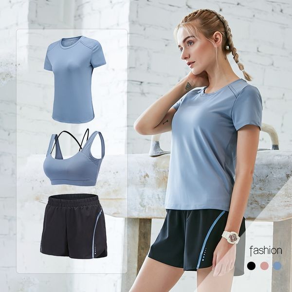 

lady yoga clothing suit leisure sports slim three-piece set female perspiration speed dry sportswear female