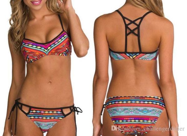

retro ladies bikini fashion suit national print lace swimsuit 2019 bandage increase thickening bra swimsuit