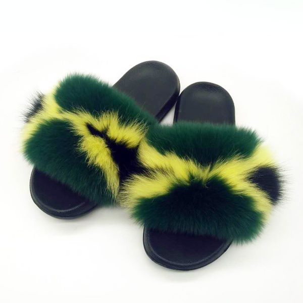 

women's fur slippers winter warm slippers for women fur slides women's furry ladies cute plush hair fluffy, Black