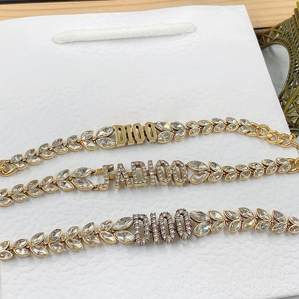 

d home necklace maisui old bracelet full diamond di home cd letter horse eye choker star same style ins, Silver