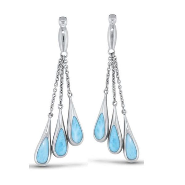 

selling 925 sterling silver natural larimar tear drop dangle earrings for women gift