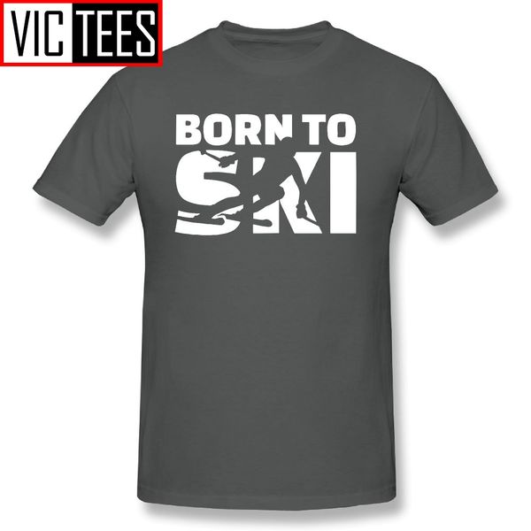 

men's born to ski tees teenages t shirts new coming 100% cotton summer vintage style t-shirt