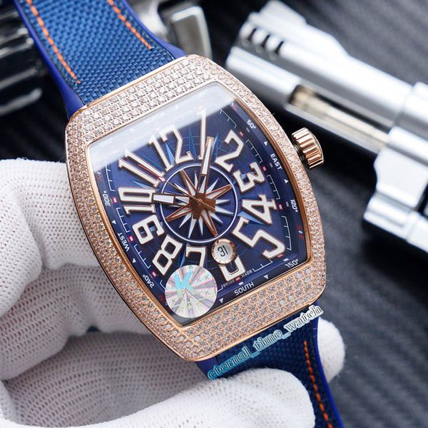 

k new saratoge v45 sc dt yachting 5n rose gold diamond case date dial miyota automatic mens watch leather, Slivery;brown