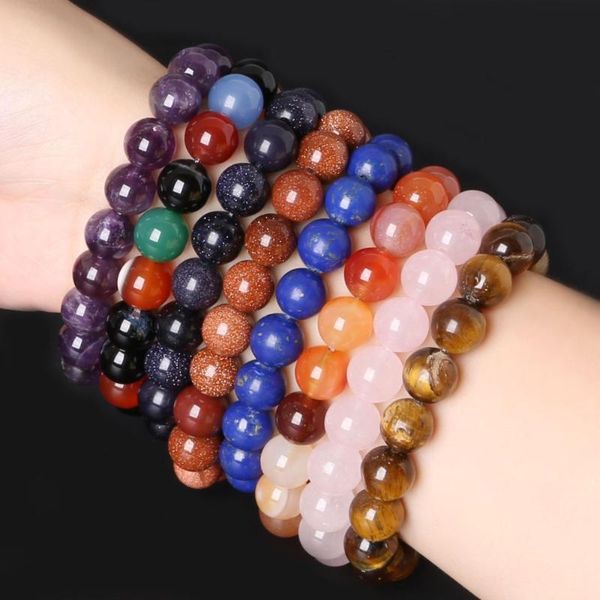 

natural round stone bracelets bangles beads charm bracelet for women 2020 bracciali pulseras men jewelry diy fashion chain, Red;blue