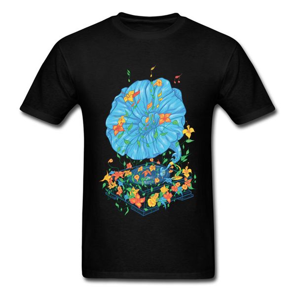 

model t shirt mens retro floral music player tshirt men t shirts music notes dance club t-shirts breathable organic cotton