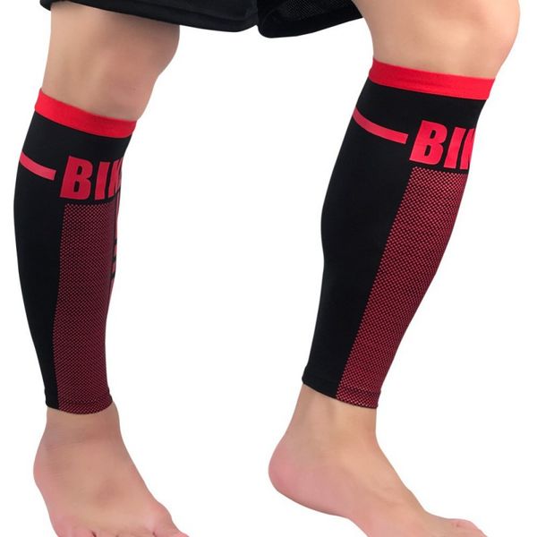 

1 pc football basketball sport cycling calf leg high elastic compression sleeve brace support stretch exercise, Black