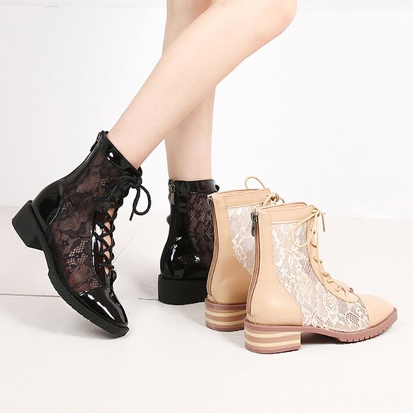 

women's shoes 2020 summer new mesh boots hollow sandals women's square toe thick heel strap fashion sandals women, Black