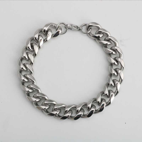 

8/11/13mm width mens miami cuban link bracelet in stainless steel assorted colors 7 to 9 inches, Black