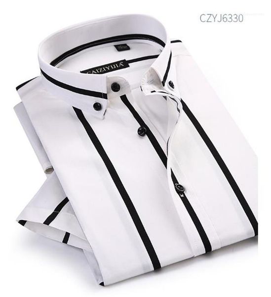 

neck casual mens shirts designer striped print mens shirts fashion contrast color shirts short sleeve lapel, White;black
