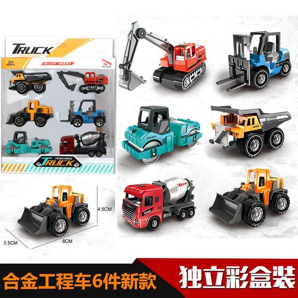 

6 piece set diecast 1:64 mini alloy car model toys tractor vehicle carrier engineering cars off-road racing car kids gifts