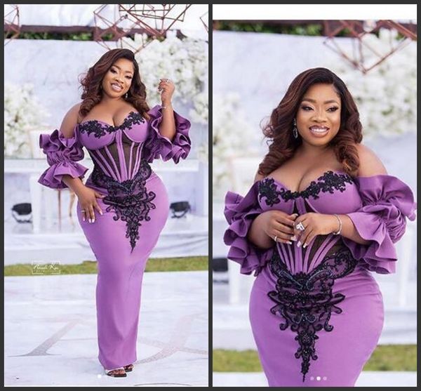 

elegant evening formal dresses 2020 african plus size evening dresses mermaid evening gowns short sleeve satin beaded robes de soirée, Black;red