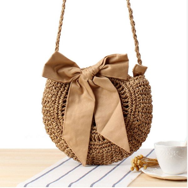 

new women bag handmader rattan straw bag for woven round handbag lovely crossbody summer travel beach bag fashion