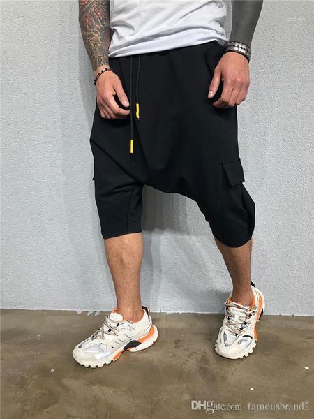 

pants fashion style hip hop homme clothing drawstring casual apparel mens fashion designer solid color capris, Black
