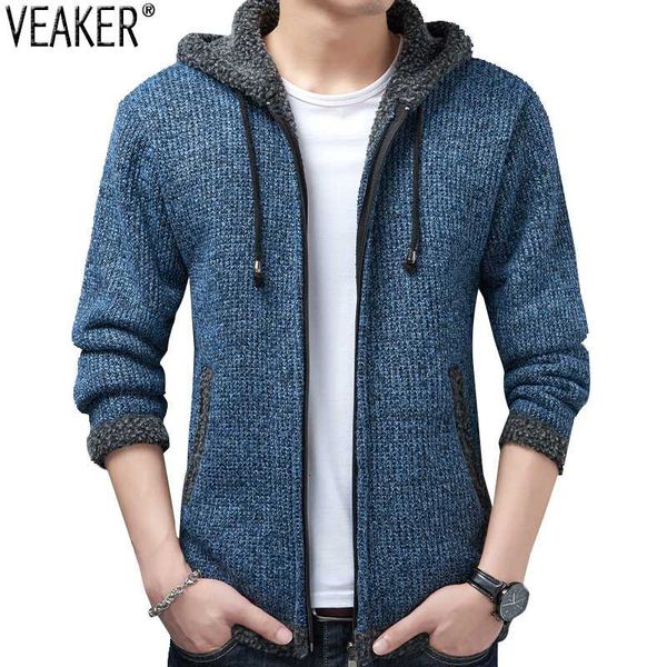 

2020 new men's autumn winter hooded sweater coat male slim fit long sleeve sweatercoat casual sweaters outerwear -3xl, White;black