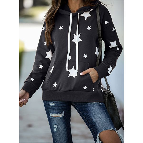 

womens designer hoodies spring autumn fall long sleeve star print sweatshirt women pullover fashion casual, Black