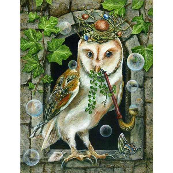 

new 5d diamond painting owl on the window full square diamond picture of rhinestones diamond embroidery animal home decor gifts