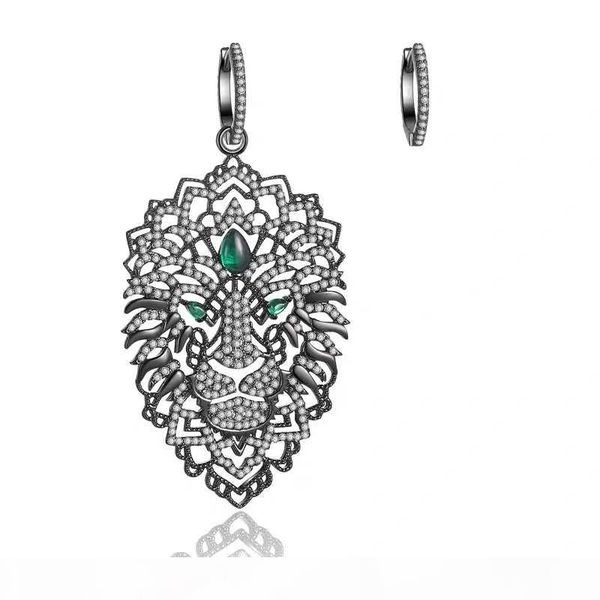 

europe and america fashion women earrings black gold plated cz lion head earrings for girls women nice gift, Golden;silver