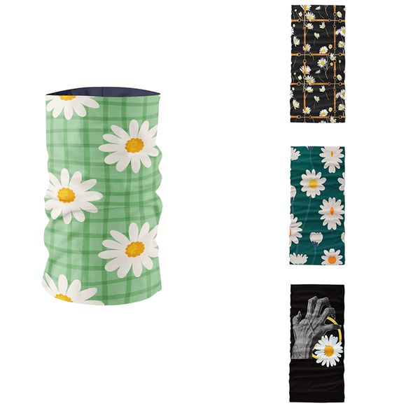 

fashion 3d printed women headscarf daisy series kerchief mens sports biker bandana hijab mask elastic wrist hairwrap neck gaiter, Blue;gray