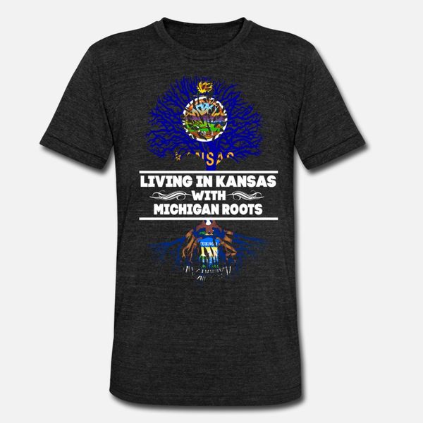 

living in kansas with michigan roots t shirt men printed tee shirt s-xxxl kawaii fitness building summer family shirt