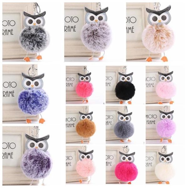 

chain chains owl key pompom fur jewelry keychain ball keyrings bag fluffy pendant women rings keychains for key bdegarden ccdmy, Silver