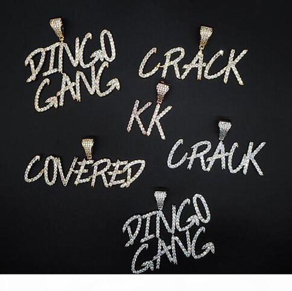 

custom name a- z cursive letters pendant necklace for men women gifts cubic zirconia necklace hip hop jewelry, Silver