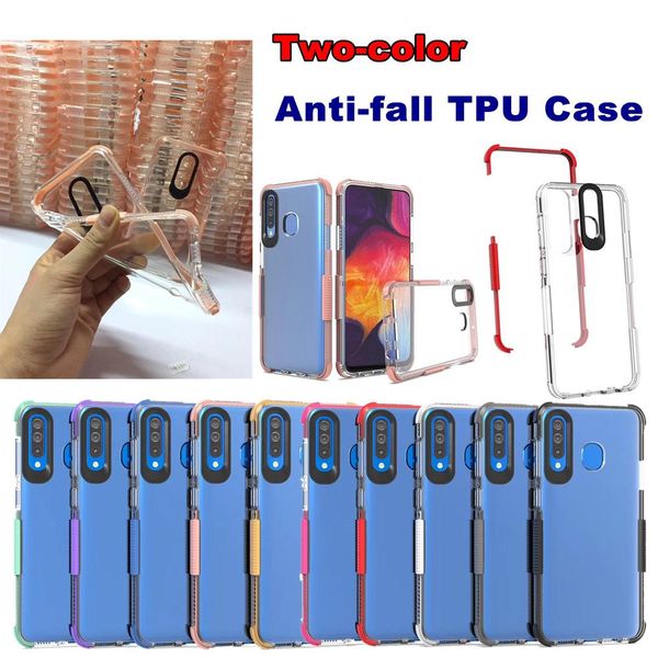 

cgjxsclear slim armor case for iphone 6 /7 /8 phone case samsung a20 s10 e plus moto g7 play e5 plus lg k40 stylo 5 two -color tpu anti -fal