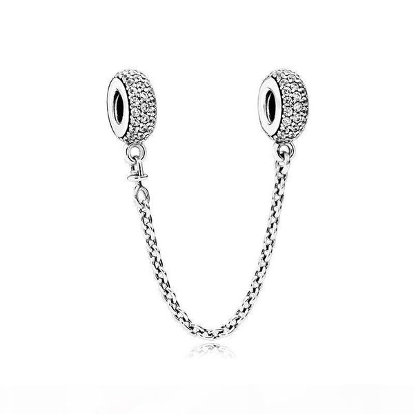 

женщины 3 цвета 925 цепи стерлингового серебра clear cz безопасности 14k розовое золото покрыло приспосабливать pandora charms браслет diy и, Silver