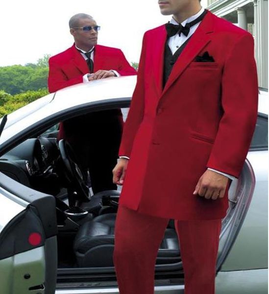 

special red custome made notch lapel groom tuxedos slim fit terno man 2 piecesterno masculino vestidos (jacket+pants+vest), White;black