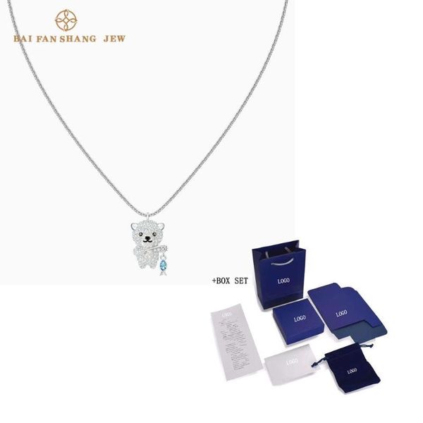 

2020 fashion jewelry swa new polar pendant polar bear shaped low-temperature ceramic inlaid white gold chain women's luxury jewe, Silver