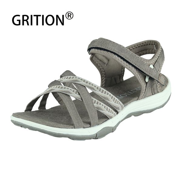 

grition sandals women summer outdoor casual flat print ladies comfortable breathable 2019 new female beach big size shoes y200620, Black