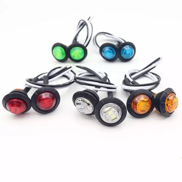 

12v 3led 3/4" round trailer side marker lights car truck trailer lorry van bus clearance lamps turn signal warning light 2pcs