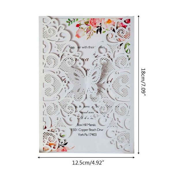 

greeting cards 20pcs/set butterfly wedding invitations card hollow lace glitter paper envelopes r7rc