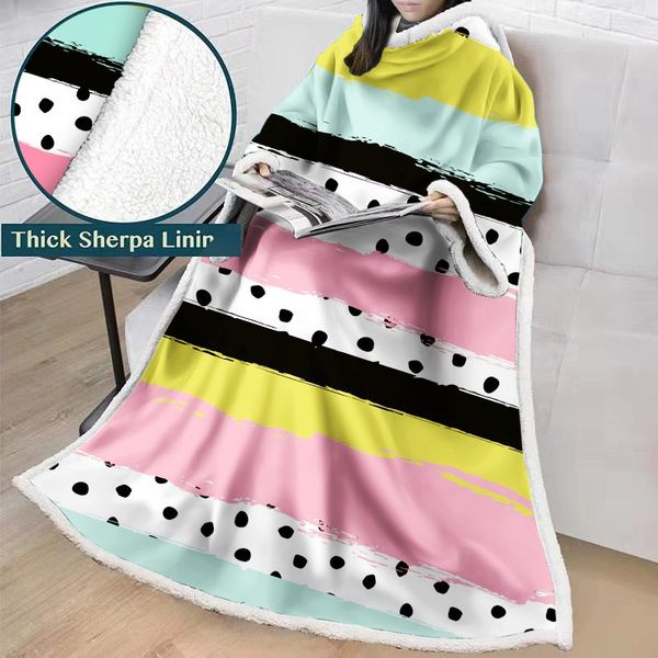 

blankets big soft thick fleece sofa throw blanket long shaggy fuzzy fur warm cozy fluffy wearable with sleeves home wear