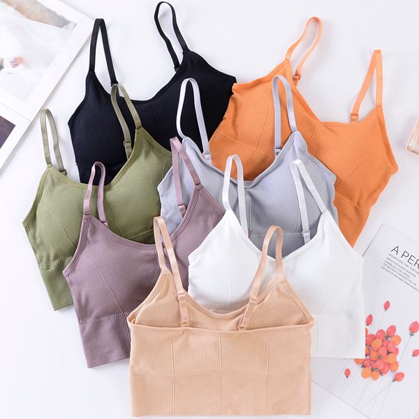 

adjust strap sports bra push up padded yoga bra bralette seamless crop women fitness gym workout brassiere multicolor, White;black