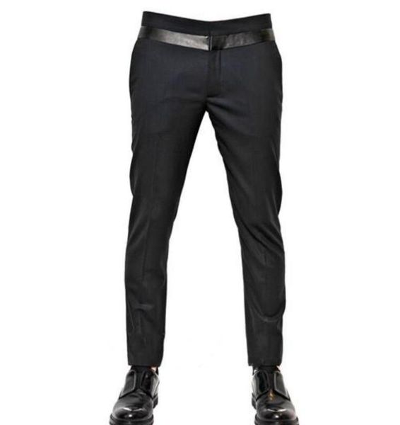 

27--42 2020 spring new men fashion front door spell leather nine points personality leisure trousers, Black