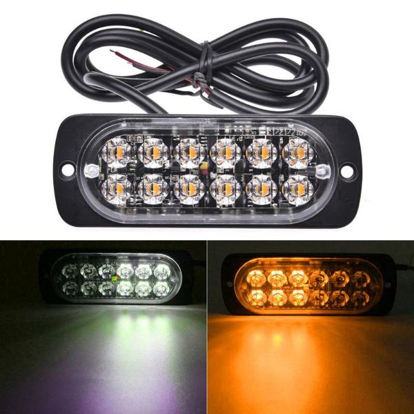 

10 pcs emergency warning light flashing lights 12 led amber white strobe light tow truck flashing 12v-24v signal super bright