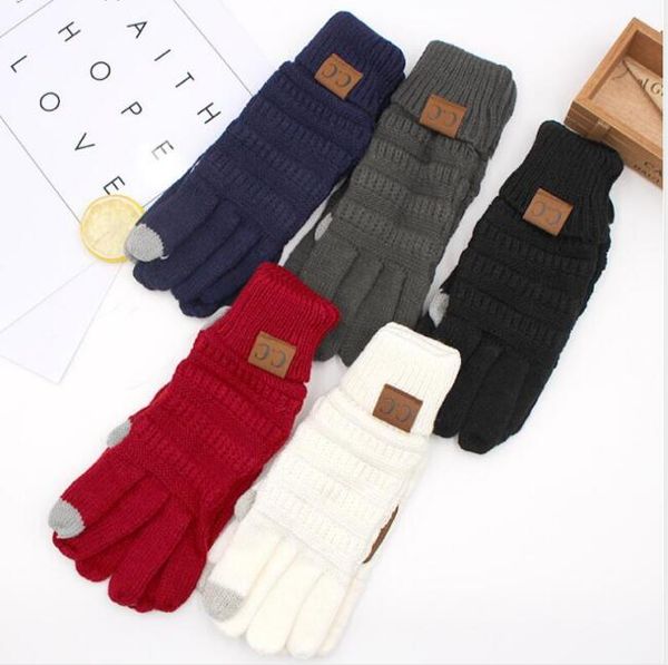 

fashion lady gloves teenager fashion strench knitted full finger mittesn &touch screen gloves fast shipping, White