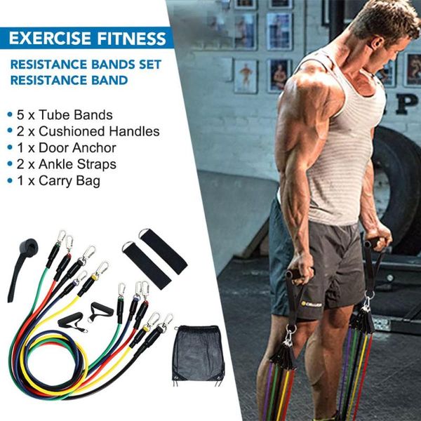 

11 pcs/set fast and efficient body shaping resistance band extension yoga exercise fitness rubber tube band stretching training