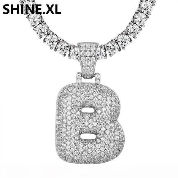 

a-z custom name bubble letters necklaces & pendant charm for gold silver color cubic zirconia hip hop jewelry drop shipping