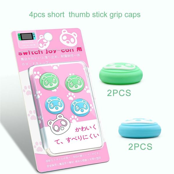 

animal crossing bear leaf pad thumb stick grip cap joystick cover for nintendo switch ns lite joy-con controller thumbstick case 4pcs/pack